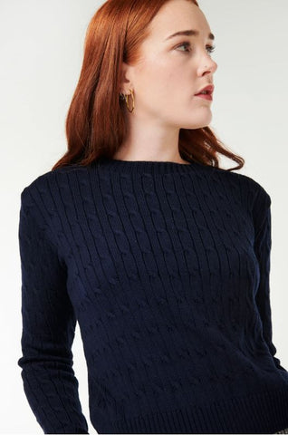 McIntyre Maria Cable Knit Earth Navy