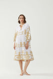 Kiitos Long Carmen Dress - White/Gold