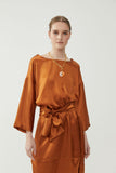 Silk Tulip Dress - Burnt Orange
