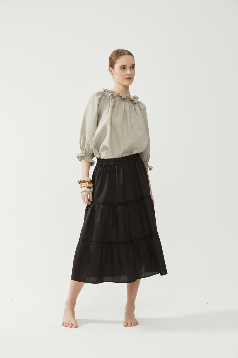 Long Rah Rah Skirt Black Kiitos Living by Design