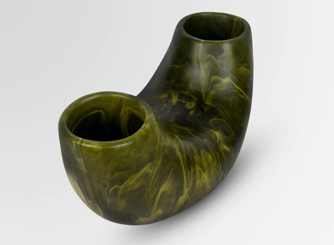 Dinosaur Designs Large Horn Vase - Malachite