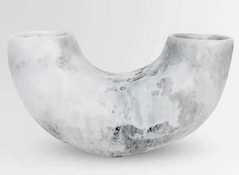 Dinosaur Designs Large Horn Vase - White Marble