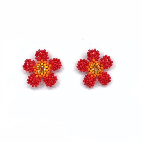 Seda Wildflower Studs Earrings - Coral