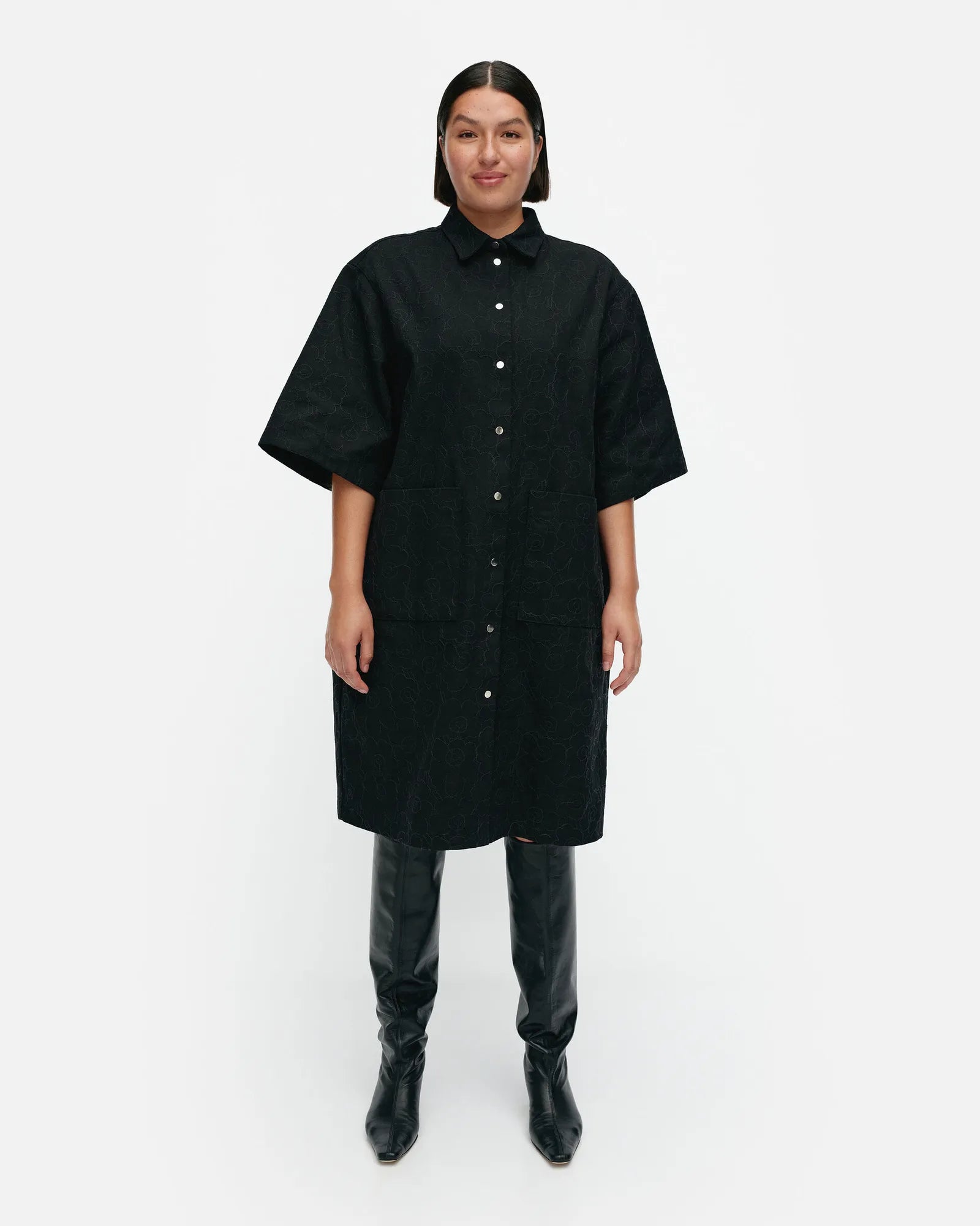 marimekko Mini Piirto Unikko ワンピース 38 黒 Marimekko Mitta Mini Piirto Unikko Cotton Dress – Kiitos