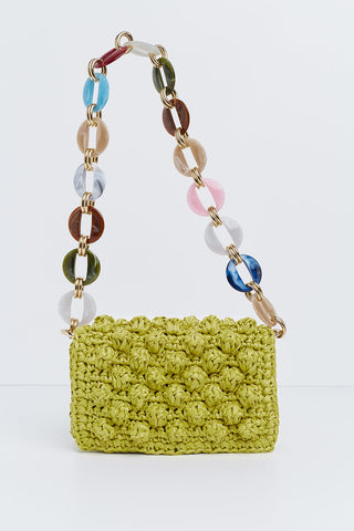 Lulu K Mini Raffia Bag - Lime