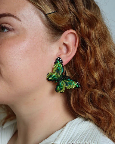 Seda Mariposa Midi Earrings - Evergreen Emerald