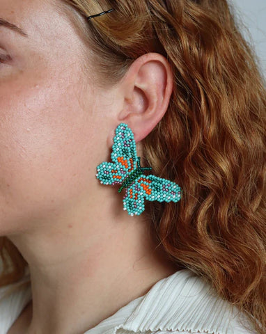 Seda Mariposa Midi Earrings - Teal