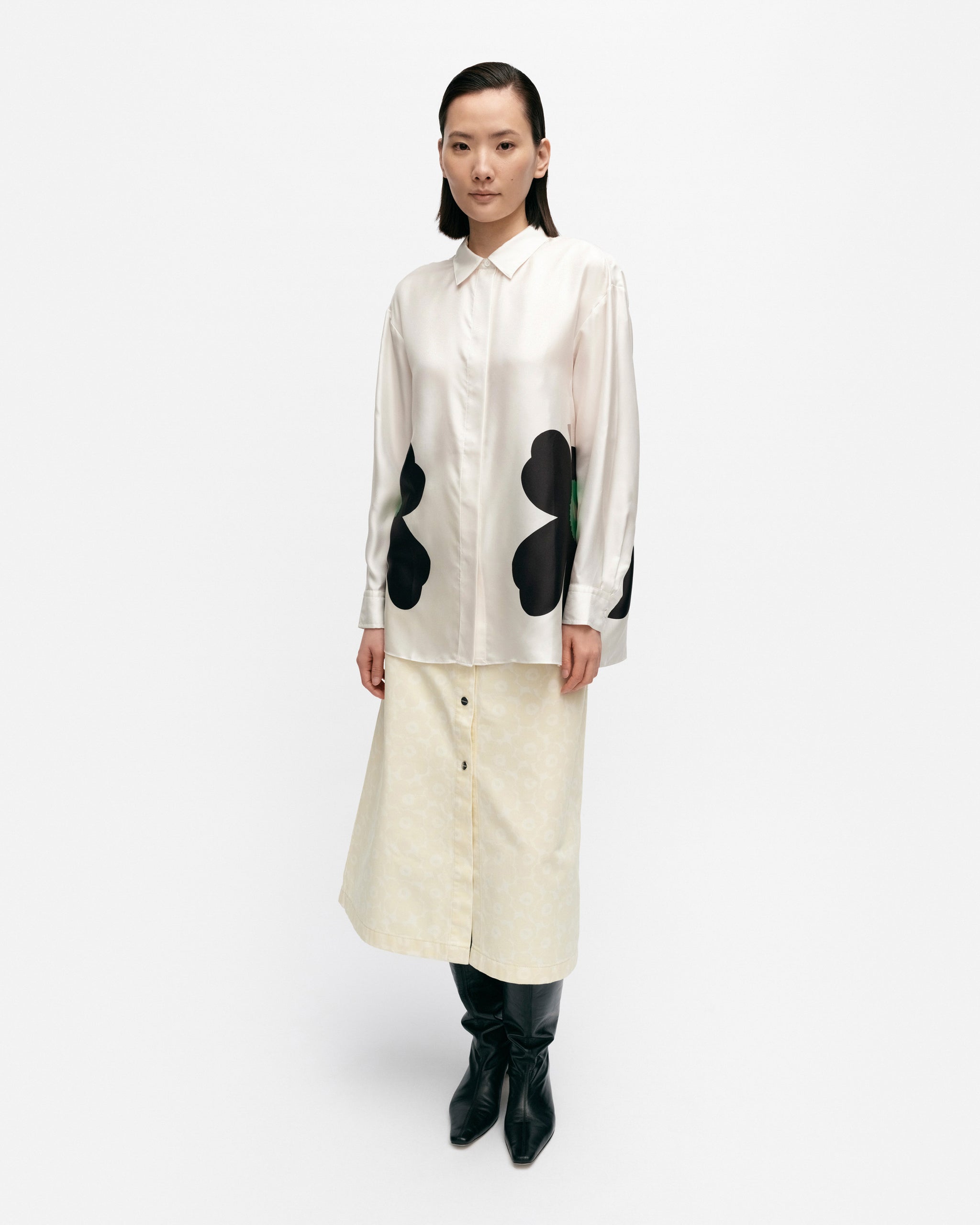 MARIMEKKO - Nitta silk shirt with Hamppu print. marimekko