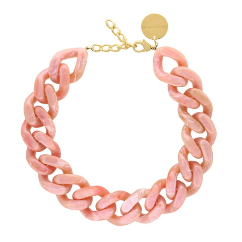 Vanessa Baroni - Big Flat Chain Necklace Peach Marble