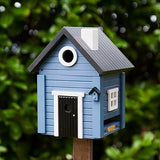 Combined Bird House and Bird Feeder Blue Cottage