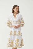 Kiitos Long Carmen Dress - White/Gold