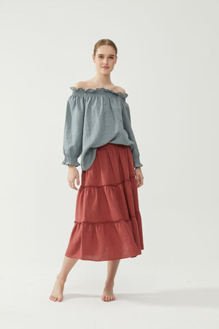Long Rah Rah Skirt Terracotta