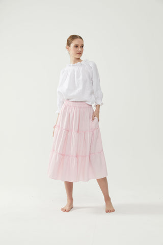 Long Rah Rah Skirt Pink