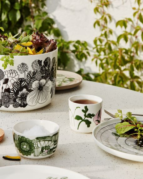 marimekkoPIENET ELOKUUN VARJOTレアサラダボウル新品 Marimekko Elokuun Varjot Brown / Green Salad Plate