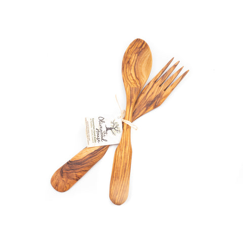 Olive Wood - Fork-Spoon Set Long
