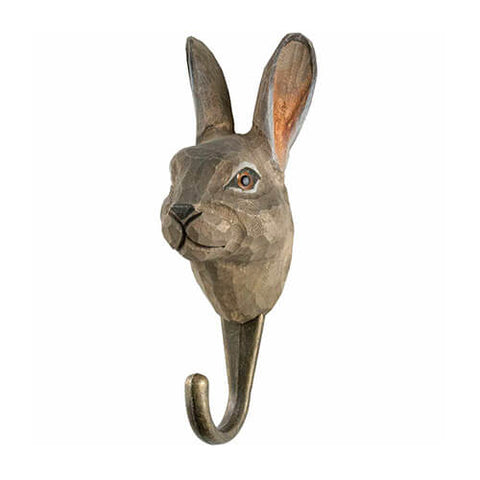 Wildlife Garden - Hand Carved Hook - Mountain Hare