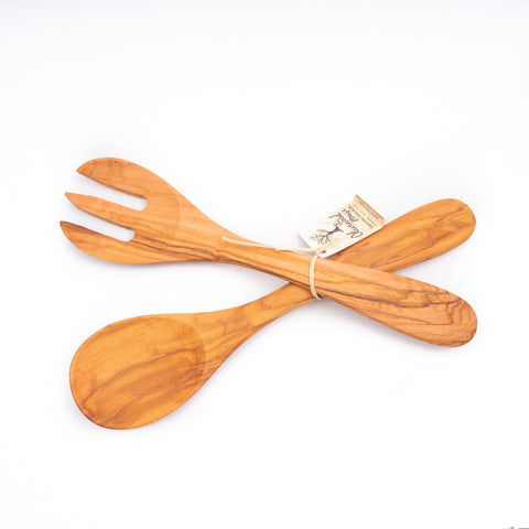 Olive Wood - Fork-Spoon Set Short