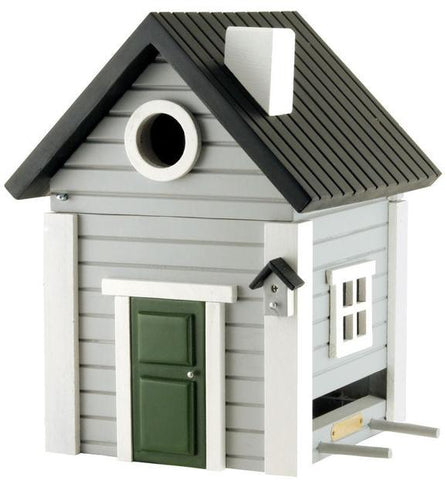 Combined Bird House and Bird Feeder Grey Cottage
