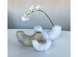 Dinosaur Designs Medium Horn Vase - Snow Swirl