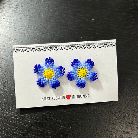 Seda Wildflower Studs Earrings - Blue