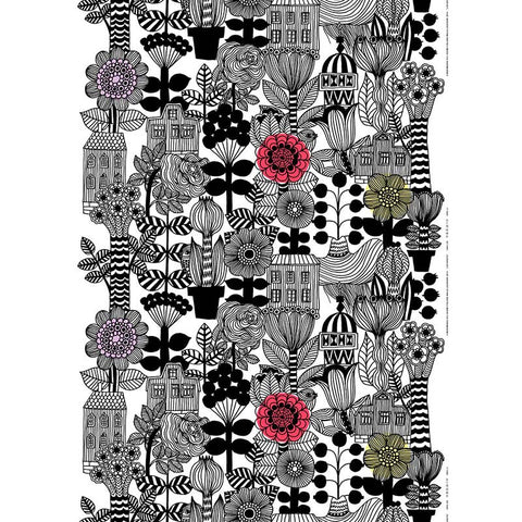 Marimekko Fabric - Cotton - Lintukoto 192 Black/White/Multi